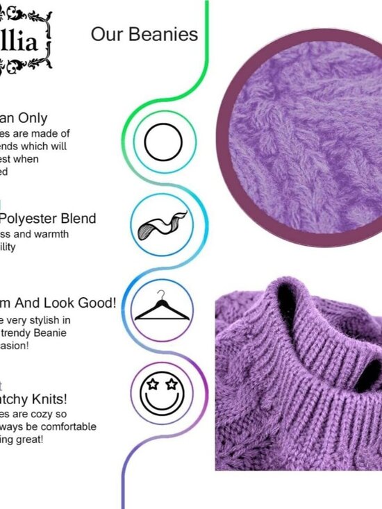Women\'s Crochet Knitted Style Beanie Slouchy Hat Lavender main image 4